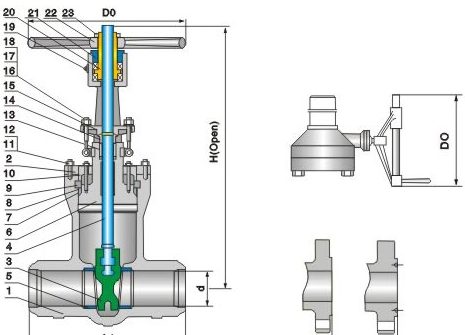 Dibujo de la válvula de puerta del acero de molde del sello de presión para 1500LB-2500LB